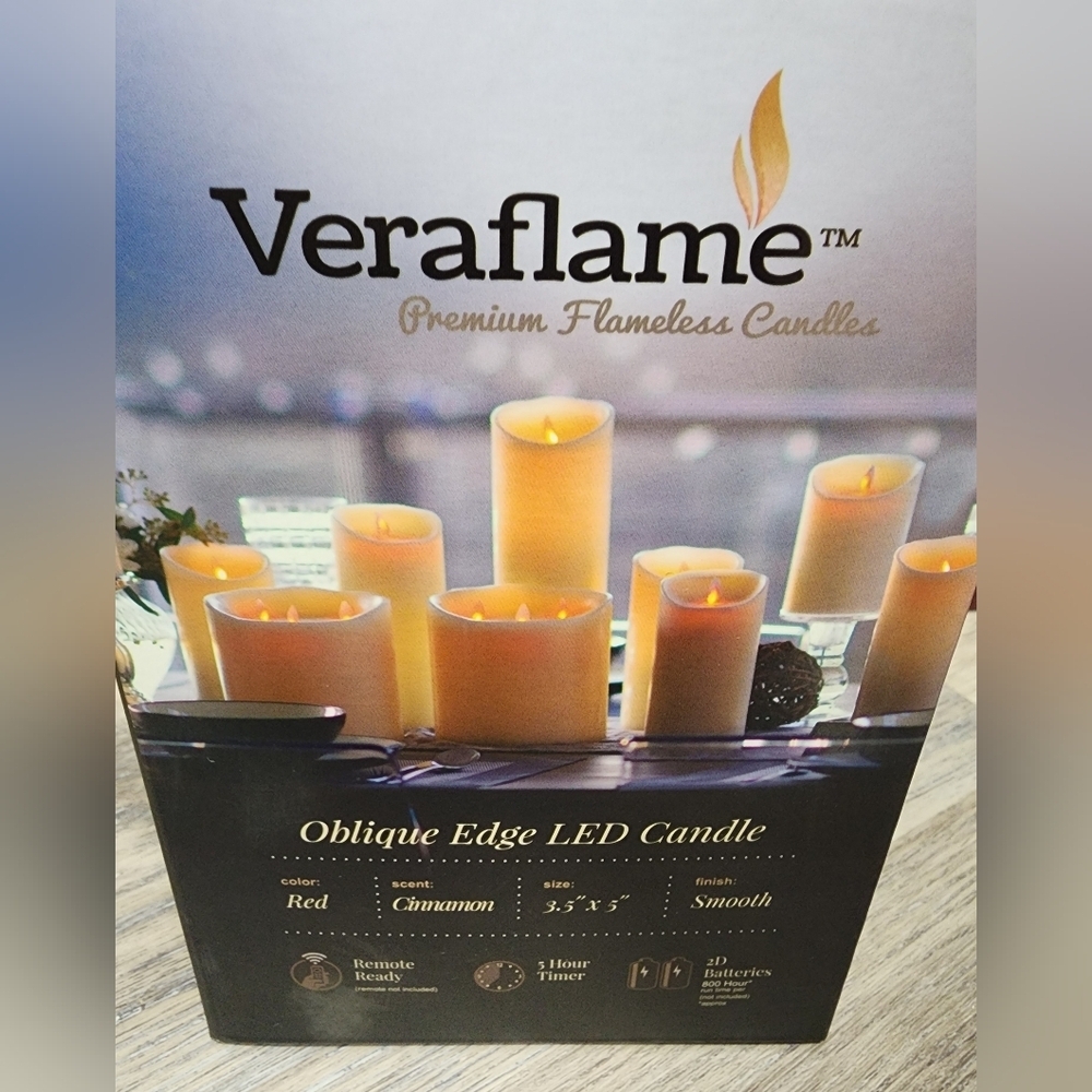 Veraflame Set Of 4 Premium Flameless Red LED Candles - New In Box - Picture 5 of 9